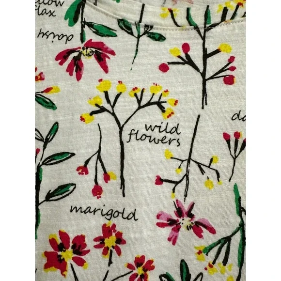Lands End Womens 1X 16W-18W Wildflower Botanical Print 3/4 Sleeve Slub Knit Top - Picture 8 of 9